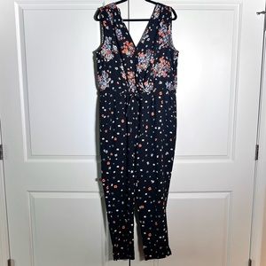 Loft Black Floral Jumpsuit